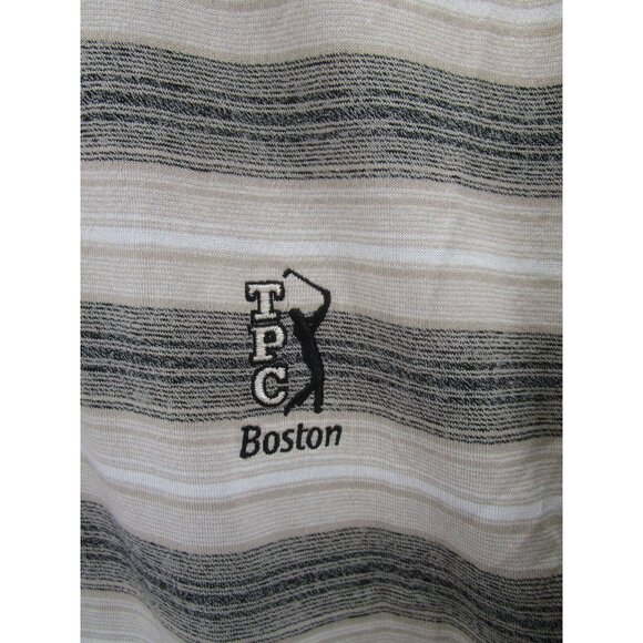 Greg Norman Polo Shirt Large TPC Boston Golf Club Striped Logo Cotton - Picture 4 of 11